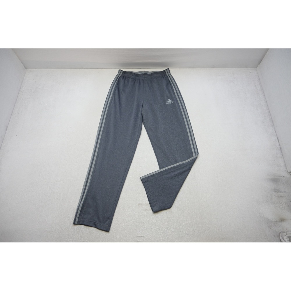 Adidas Athletic Pants Men Large Gray 3-Stripe Relaxed Straight Leg Excellent